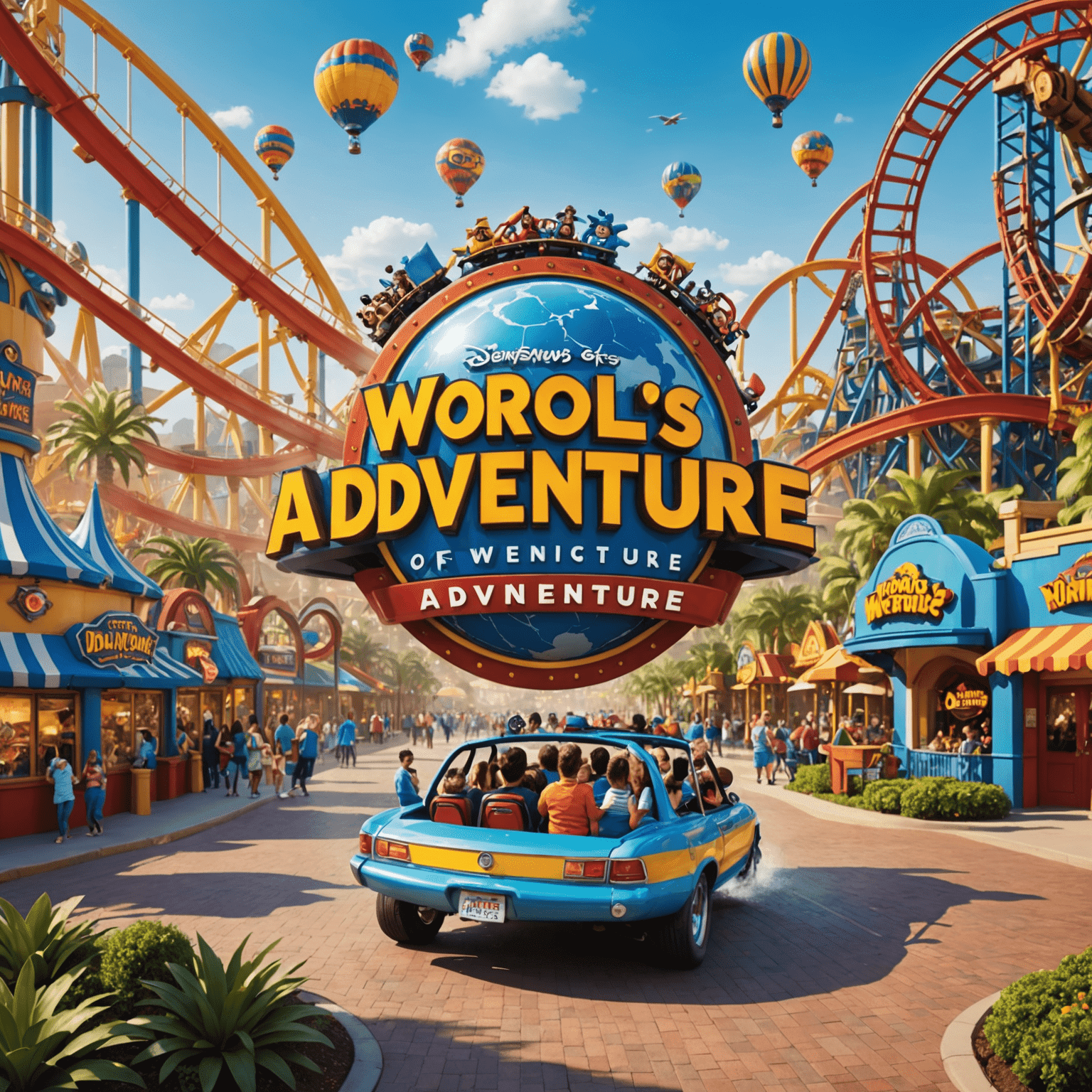 IMG Worlds of Adventure logo featuring vibrant theme park elements and thrilling rides
