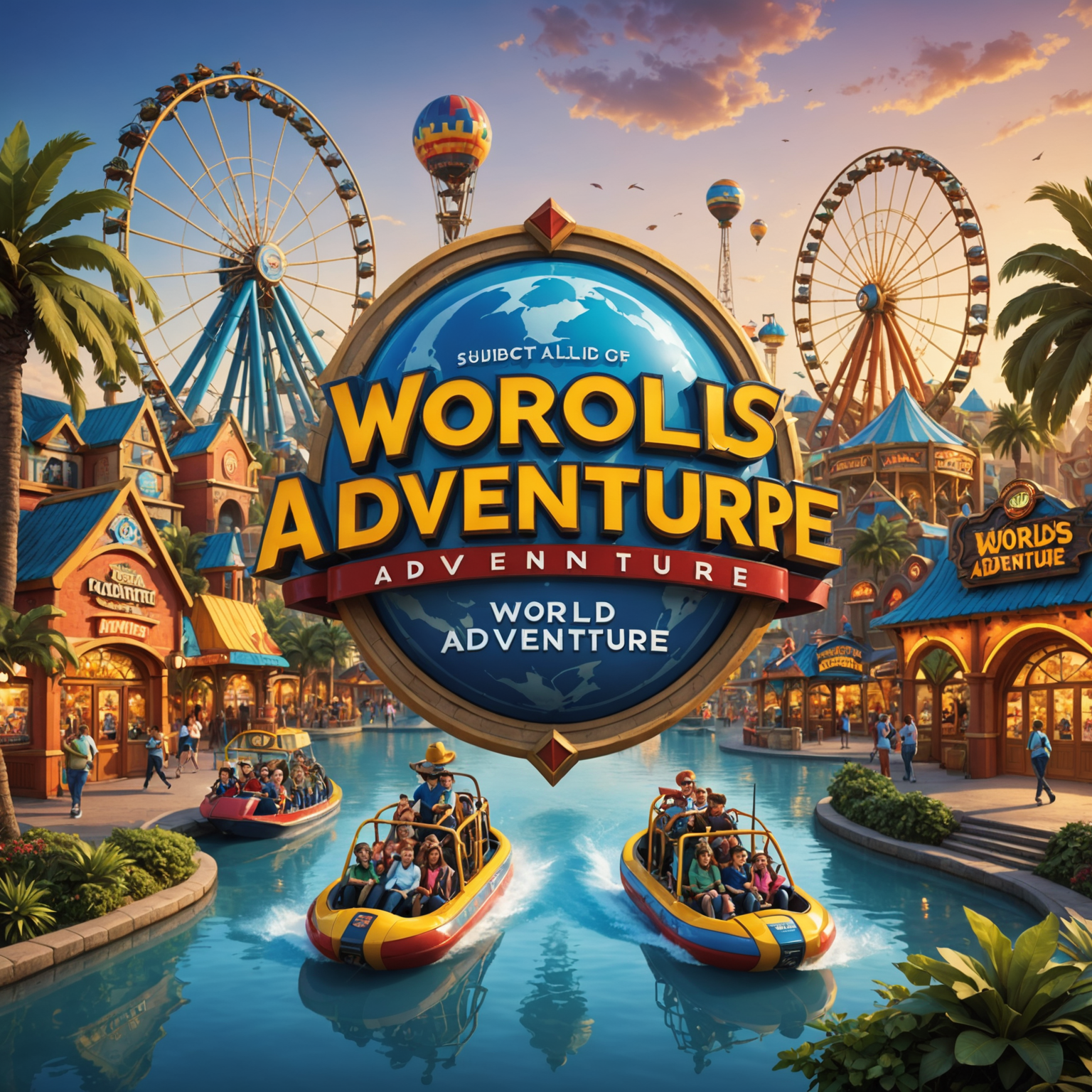 IMG Worlds of Adventure logo featuring vibrant theme park elements and thrilling rides