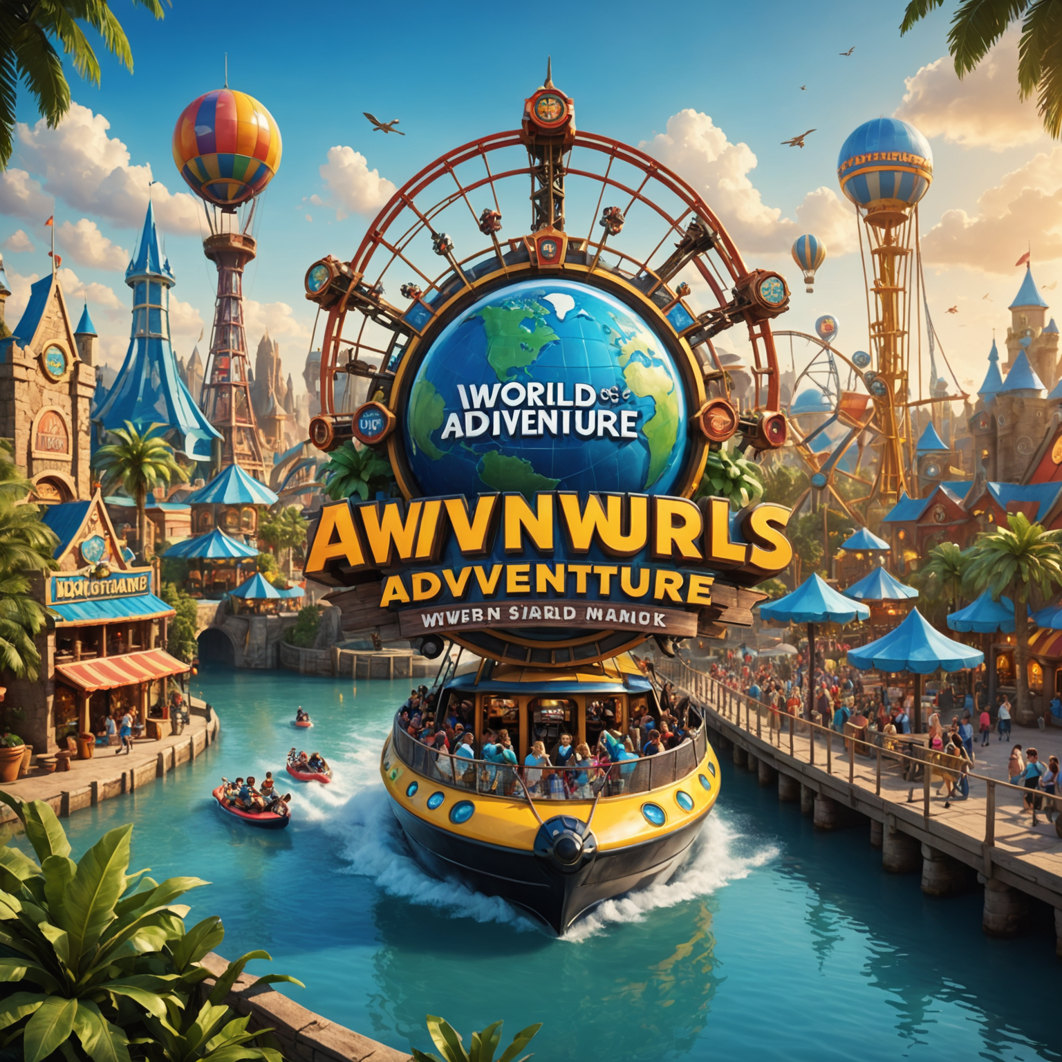 IMG Worlds of Adventure logo featuring vibrant theme park elements and thrilling rides