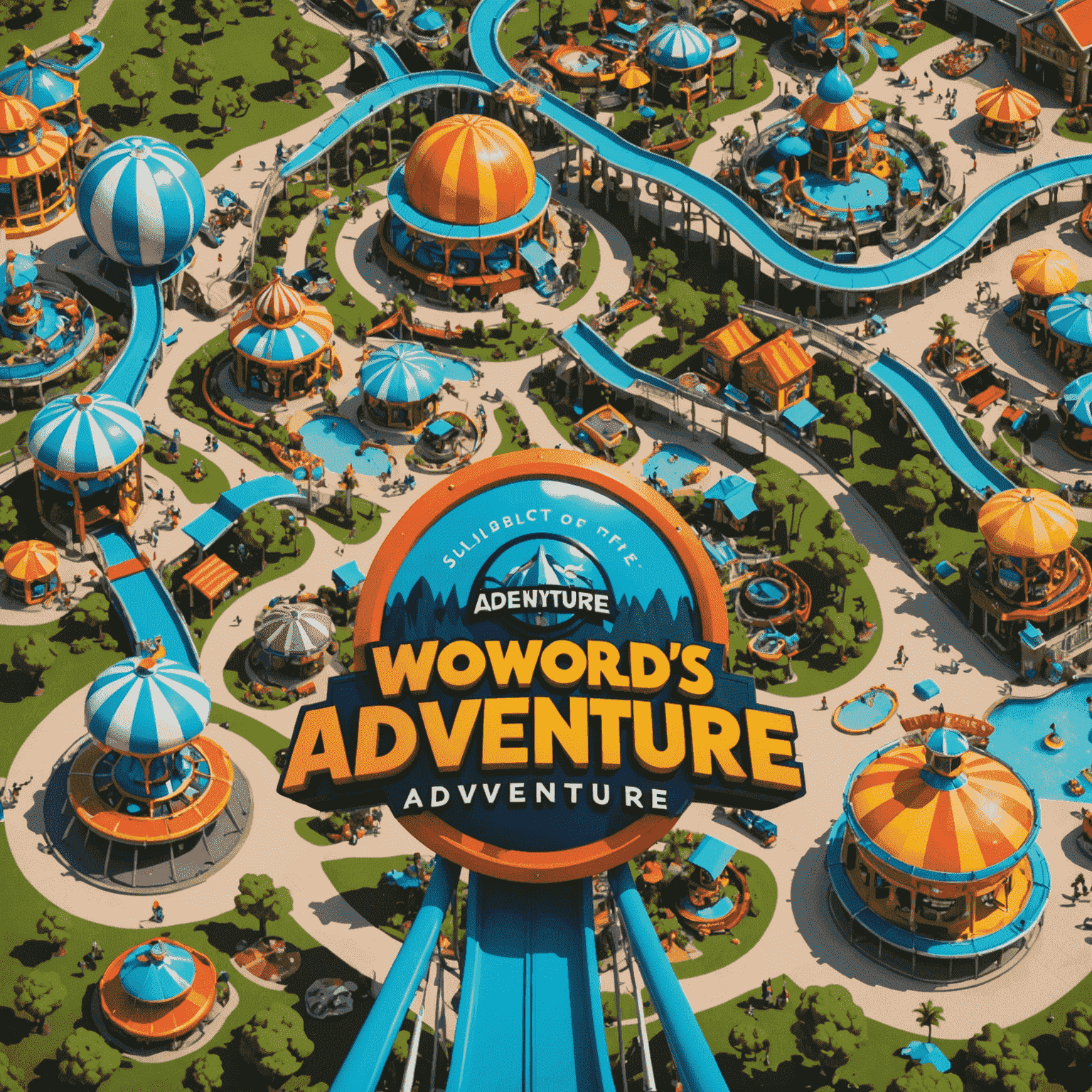 IMG Worlds of Adventure logo featuring vibrant theme park elements and thrilling rides