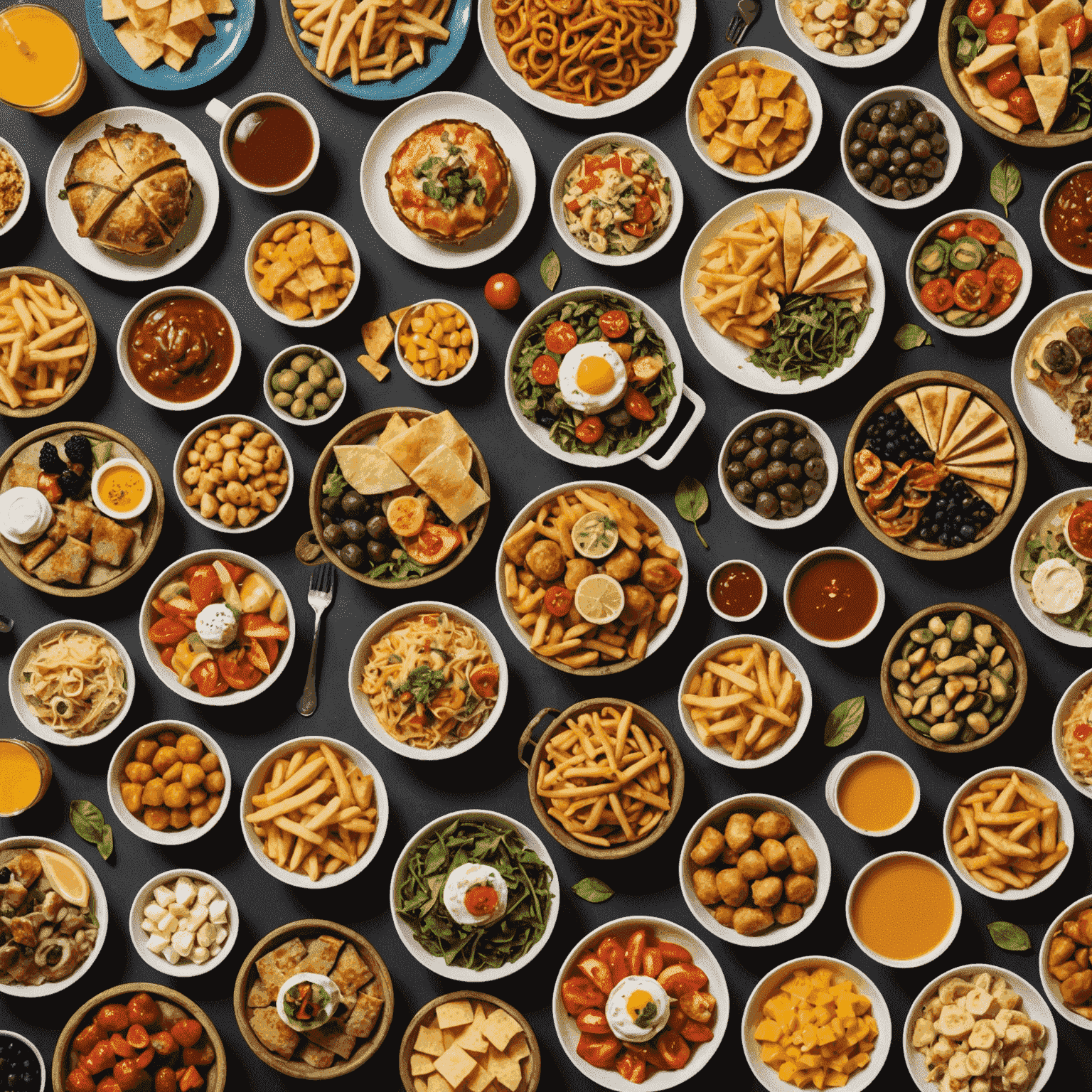 A collage of various food options, from quick snacks to gourmet meals, available at IMG Worlds of Adventure